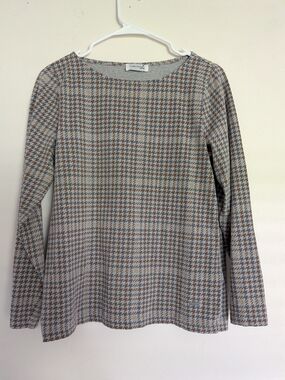 Collection B Houndstooth Crewneck - Gray & Brown